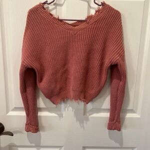 Jessica Simpson cropped fringed sweater size small